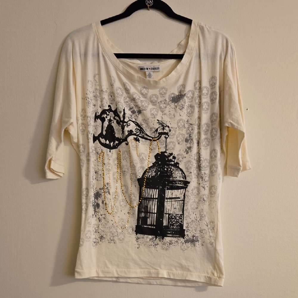 Andrew Charles Birdcage Print With Gold Stud Chain